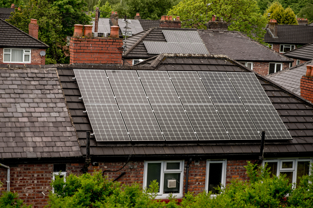 Solar panels on roof in the UK
